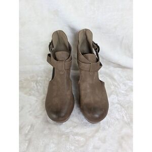 Womens Ankle Booties Cutout Wedge Heel Buckle Casual Brown Size 8